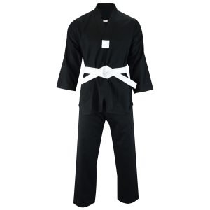 Adult V-Neck Taekwondo Suit Black- 7oz