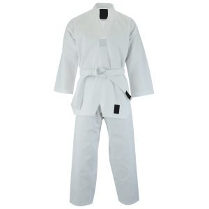 Adult V-Neck Taekwondo Suit White- 7oz