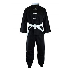 Adult Kung Fu Suit Cotton Black White - 8oz