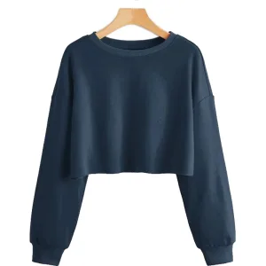 Drop Shoulder Plain Crop Top