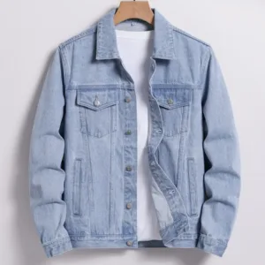 Cotton Flap Pocket Regular Plain Denim Jacket